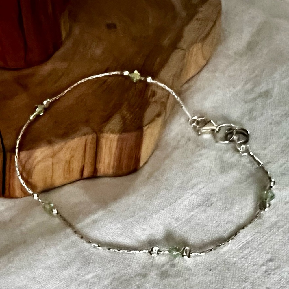 Elegant Handcrafted Sterling Silver and Green Bracelet